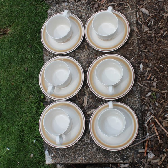 (6)Water Colors Hearthside Set of 6 Vintage Hand painted Mugs and saucers Japan - Picture 3 of 6